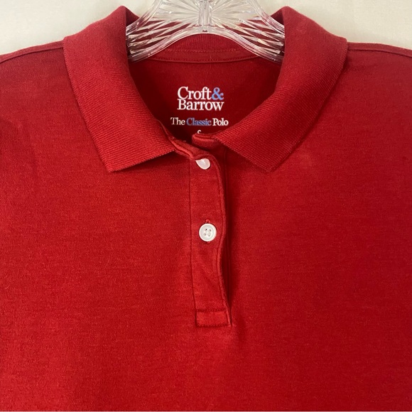 CROFT & BARROW® Essential Classic Short Sleeve Collared Shirt Red Size Small - Picture 4 of 13